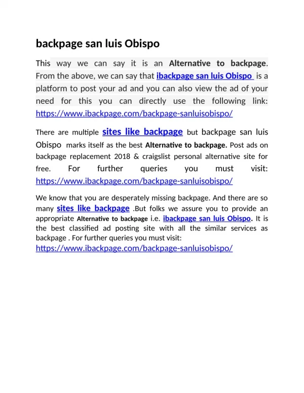 Alternative to backpage | backpage san luis Obispo