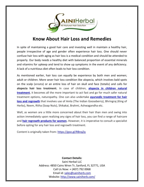 Know About Hair Loss And Remedies