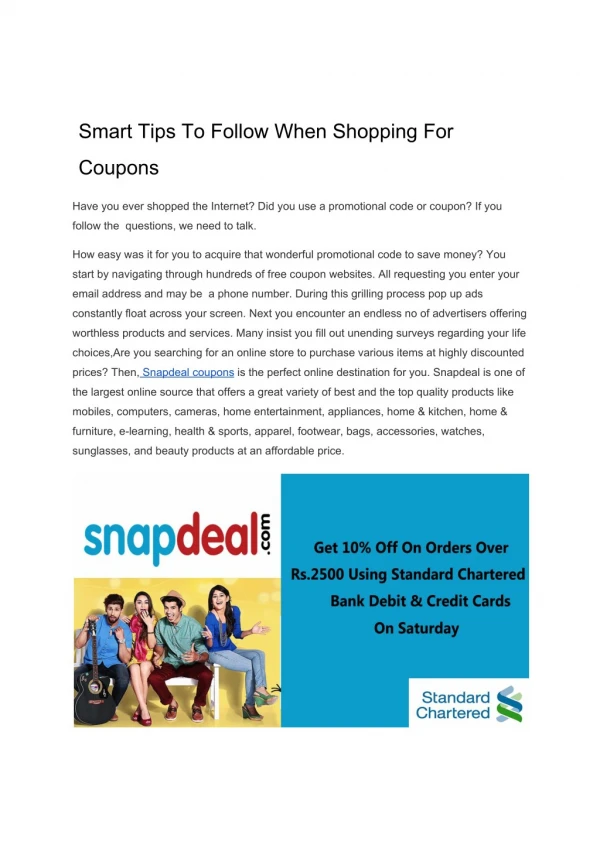 Smart Tips To Follow When Shopping For Coupons