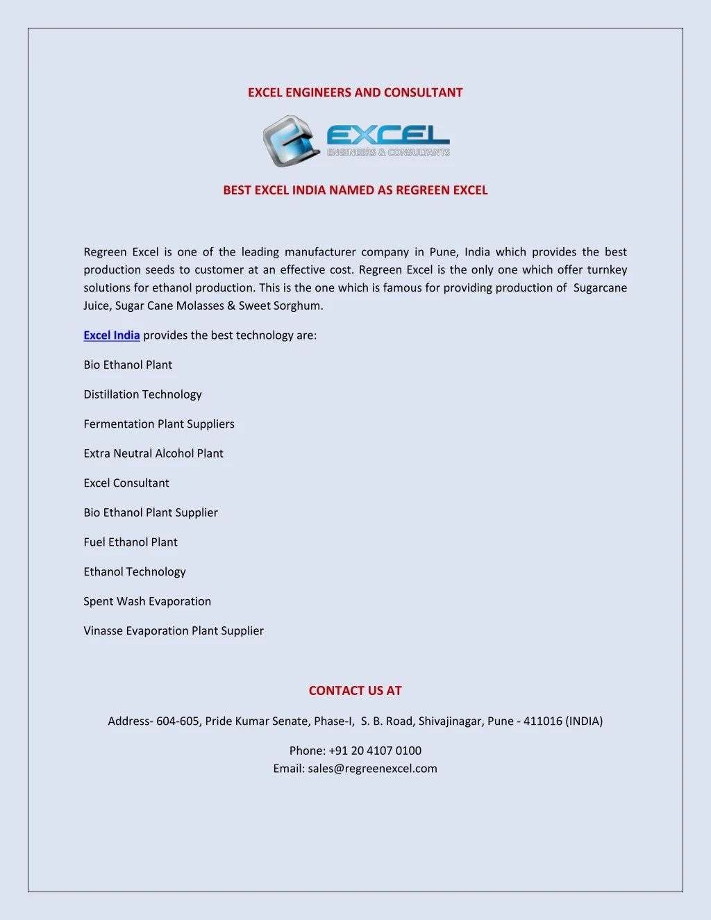excel engineers and consultant