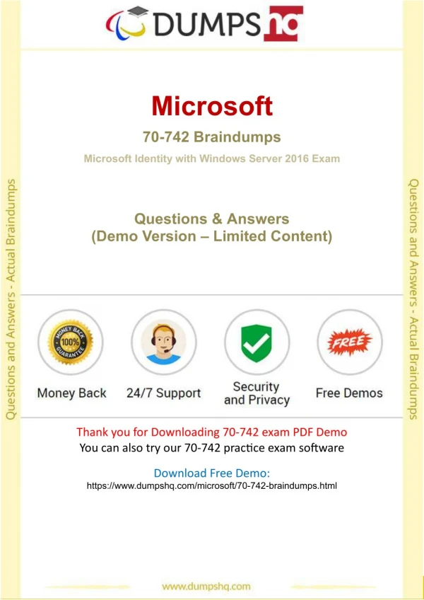 Microsoft 70-742 MCSA: Windows Server 2016 Exam - Recommendations