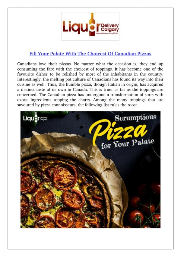 Fill Your Palate With The Choicest Of Canadian Pizzas