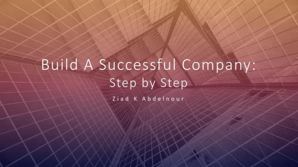 What are best ways to Build A Successful Company.Step By Step procdure by Ziad K Abdelnour