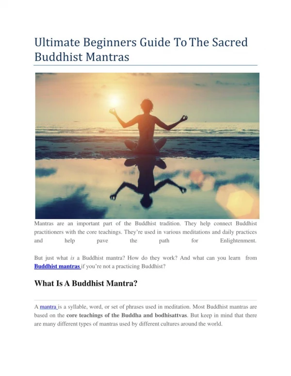 Ultimate Beginners Guide To The Sacred Buddhist Mantras