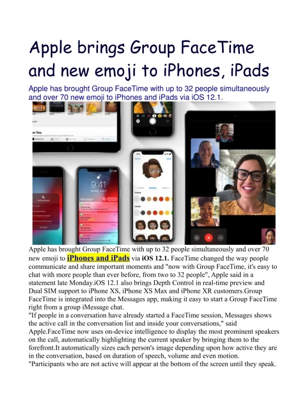 Apple brings Group FaceTime and new emoji to iPhones, iPads