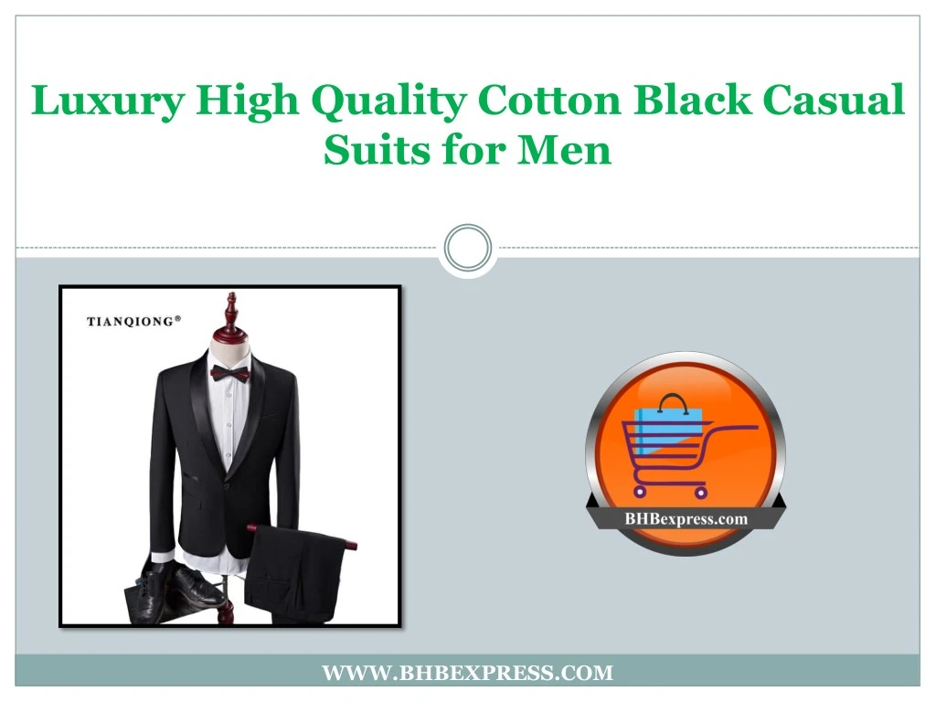luxury high quality cotton black casual suits