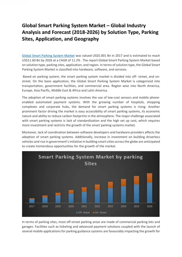 Global Smart Parking System Market