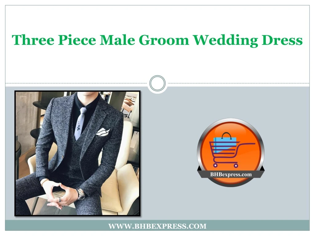 three piece male groom wedding dress