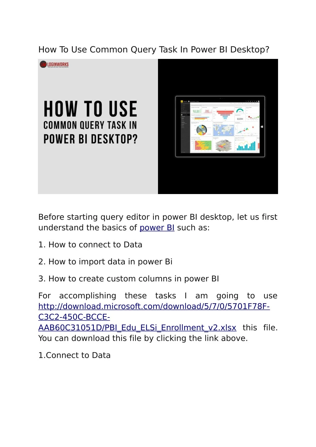 how to use common query task in power bi desktop