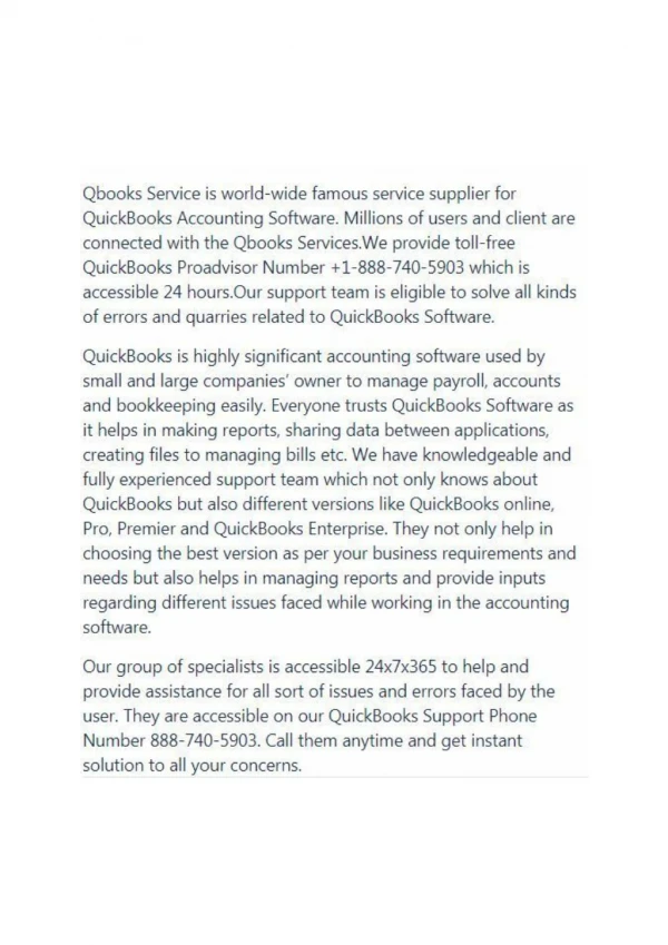 QuickBooks Proadvisor Support Number