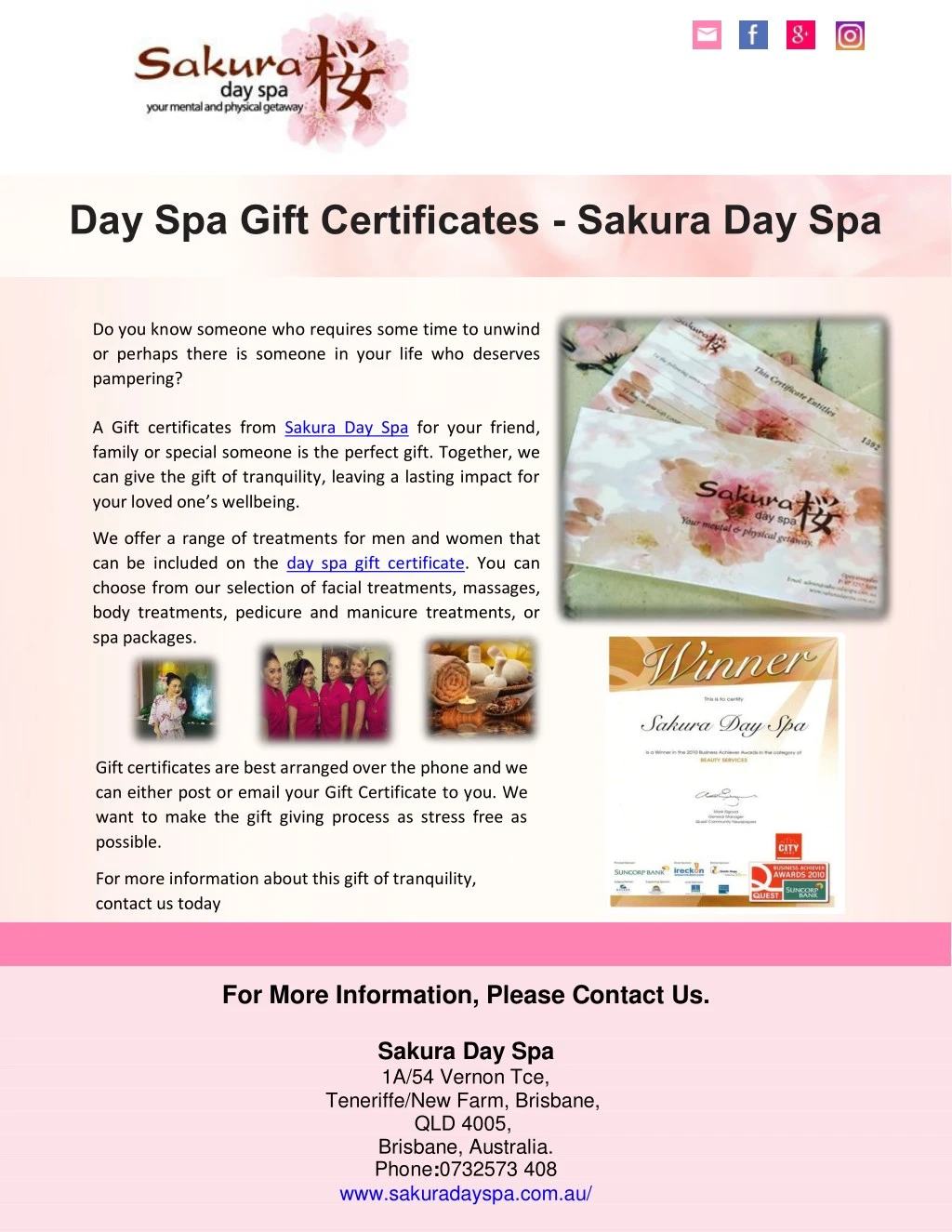 day spa gift certificates sakura day spa