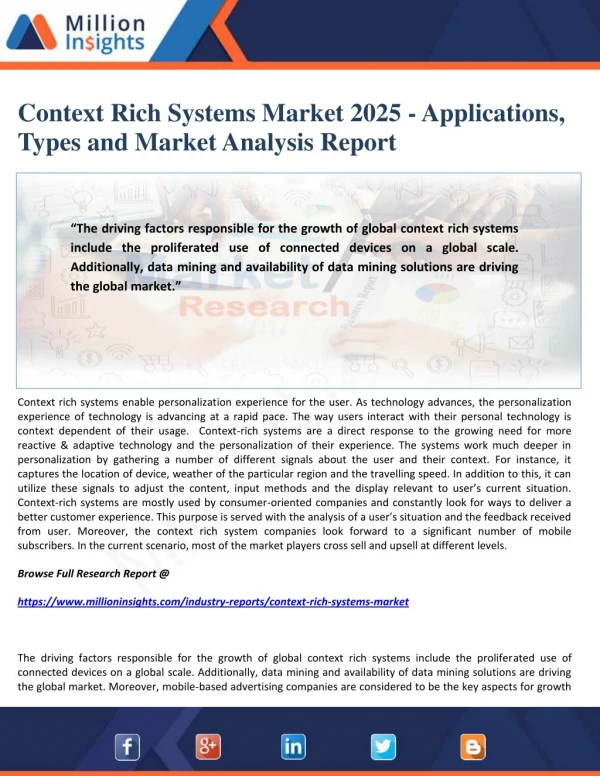 Context Rich Systems Market 2025 - Applications, Types and Market Analysis Report