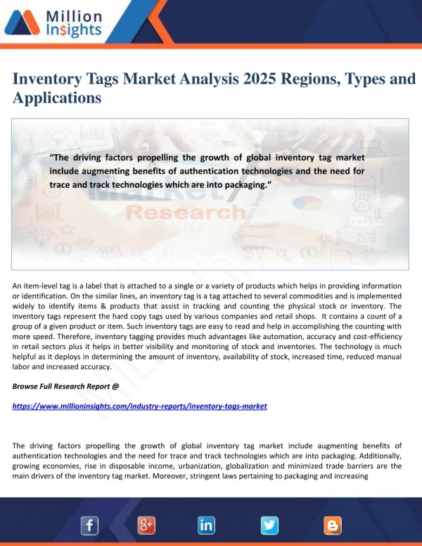 Inventory Tags Market Analysis 2025 Regions, Types and Applications