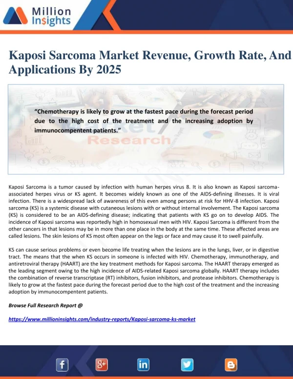 kaposi sarcoma market revenue growth rate