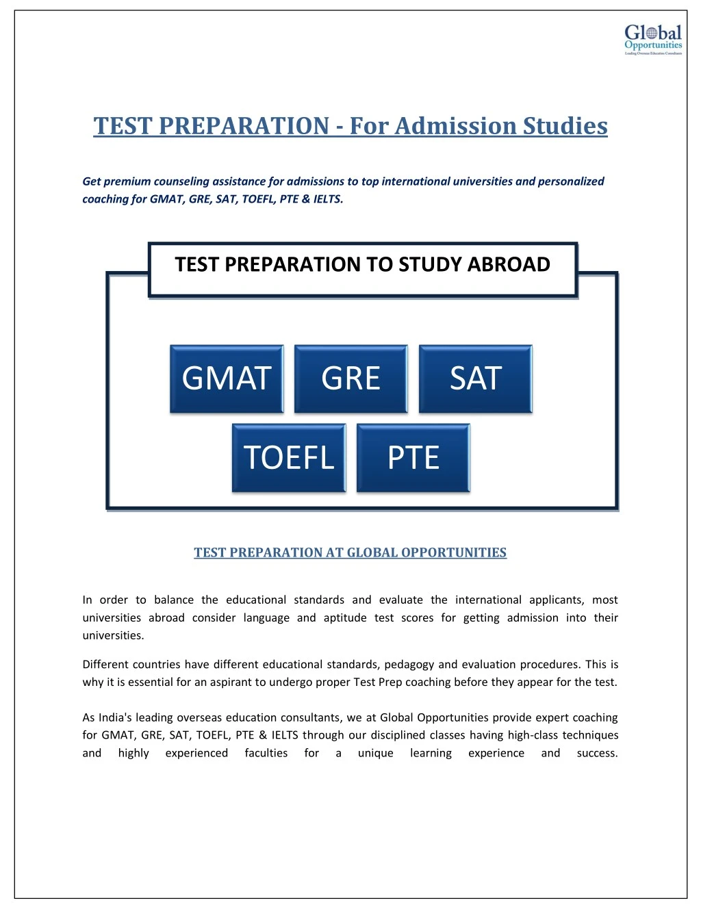 test preparation for admission studies