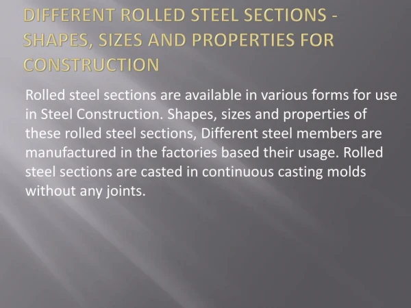 Different Rolled Steel Bars and Sections