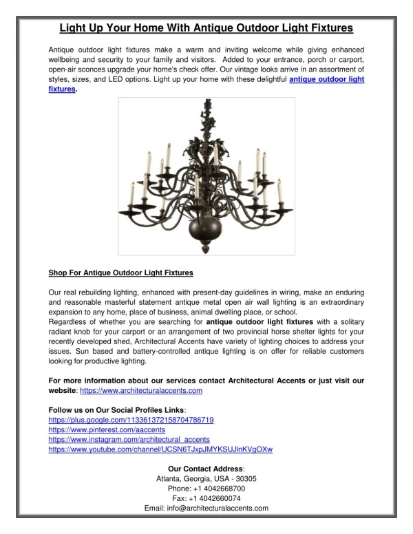 Light Up Your Home With Antique Outdoor Light Fixtures
