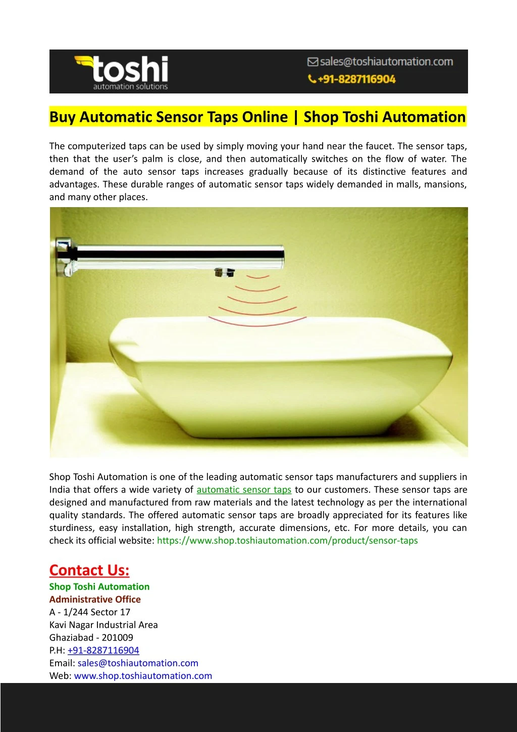 buy automatic sensor taps online shop toshi