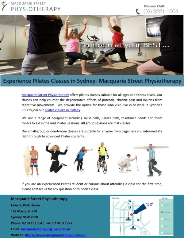 Experience Pilates Classes in Sydney- Macquarie Street Physiotherapy