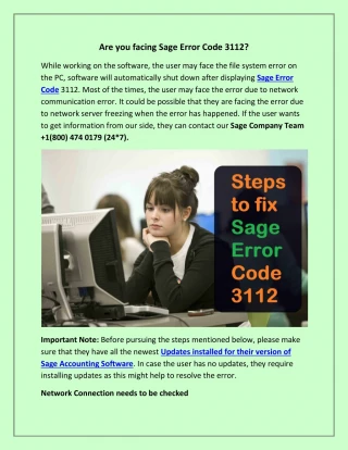 Are you facing Sage Error Code 3112? - slide 1