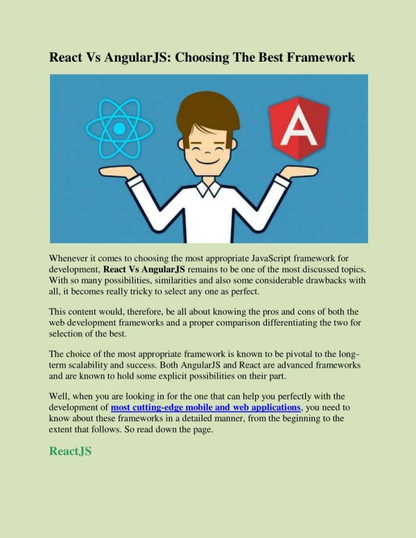 React Vs AngularJS: Choosing The Best Framework