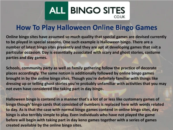 How To Play Halloween Online Bingo Games