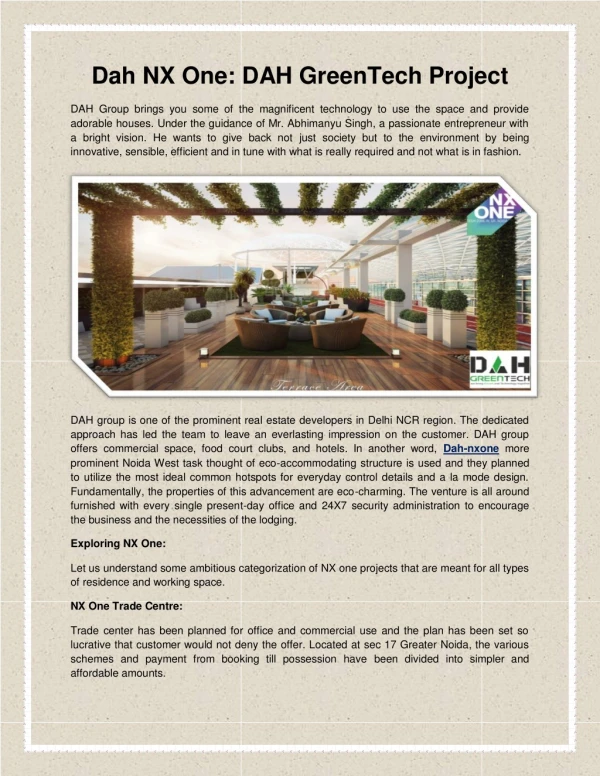 Dah NX One: DAH GreenTech Project