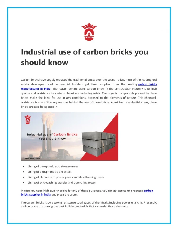 Industrial use of carbon bricks you should know