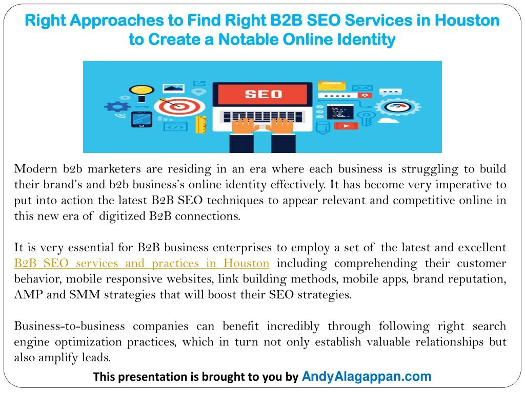 right approaches to find right b2b seo services in houston to create a notable online identity