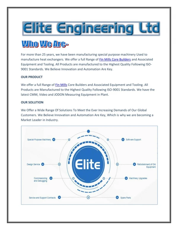 Get Turbulator Fin Machine with Elite Engineering Ltd