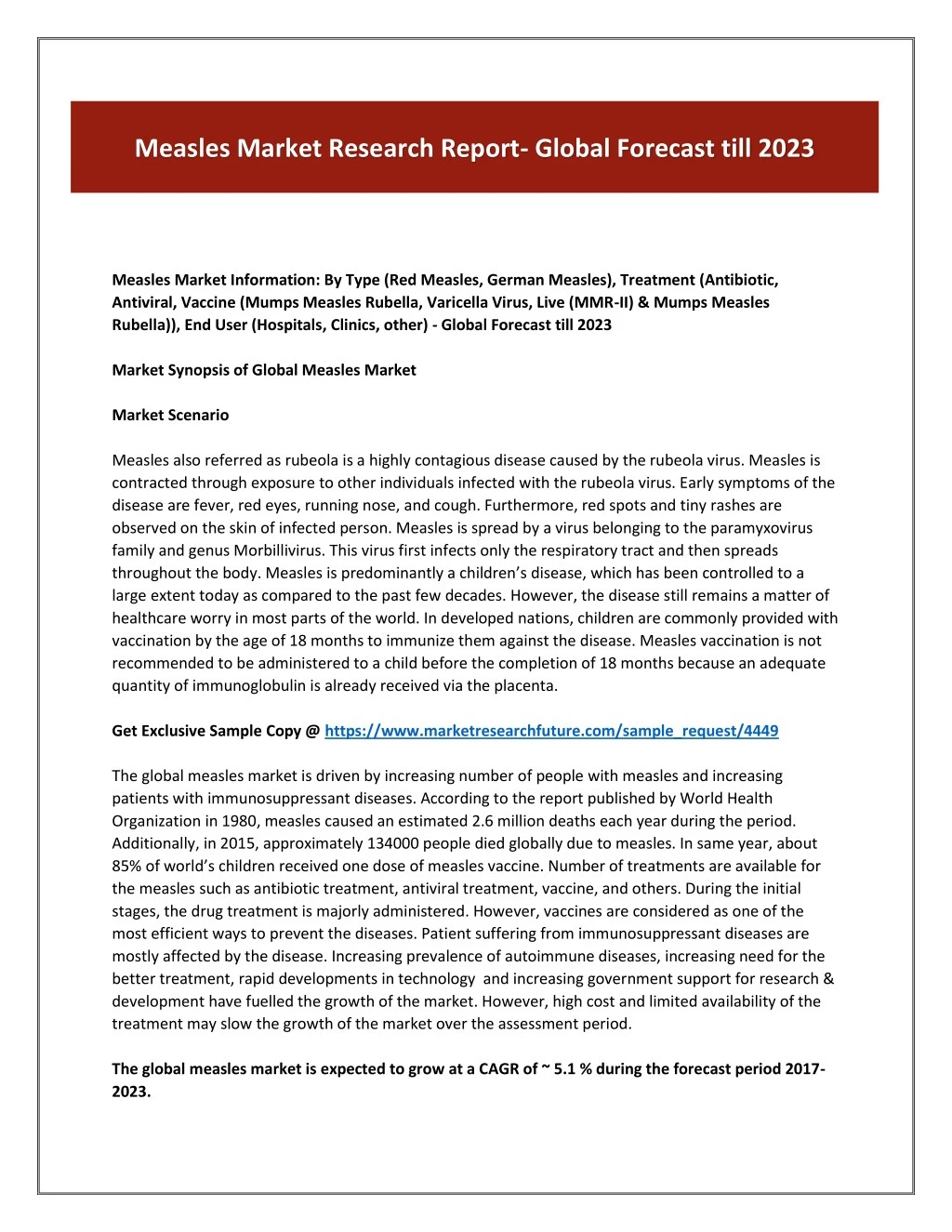 measles market research report global forecast