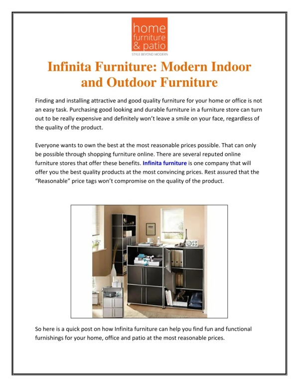 Infinita Furniture - Modern Indoor and Outdoor Furniture