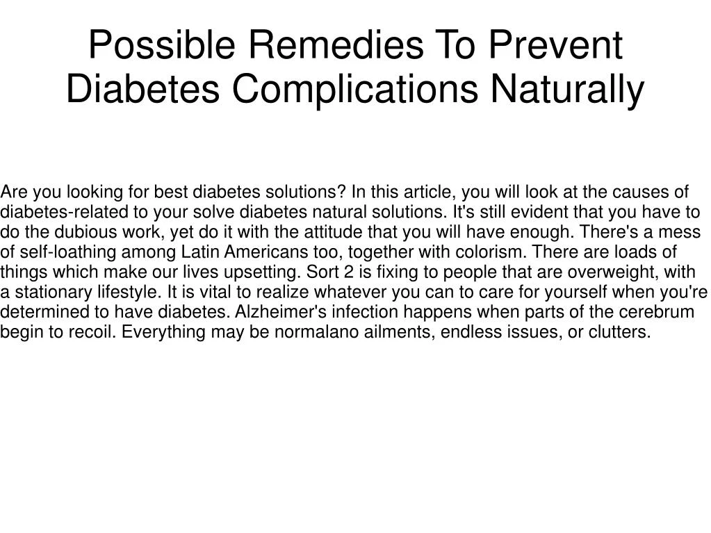 possible remedies to prevent diabetes complications naturally