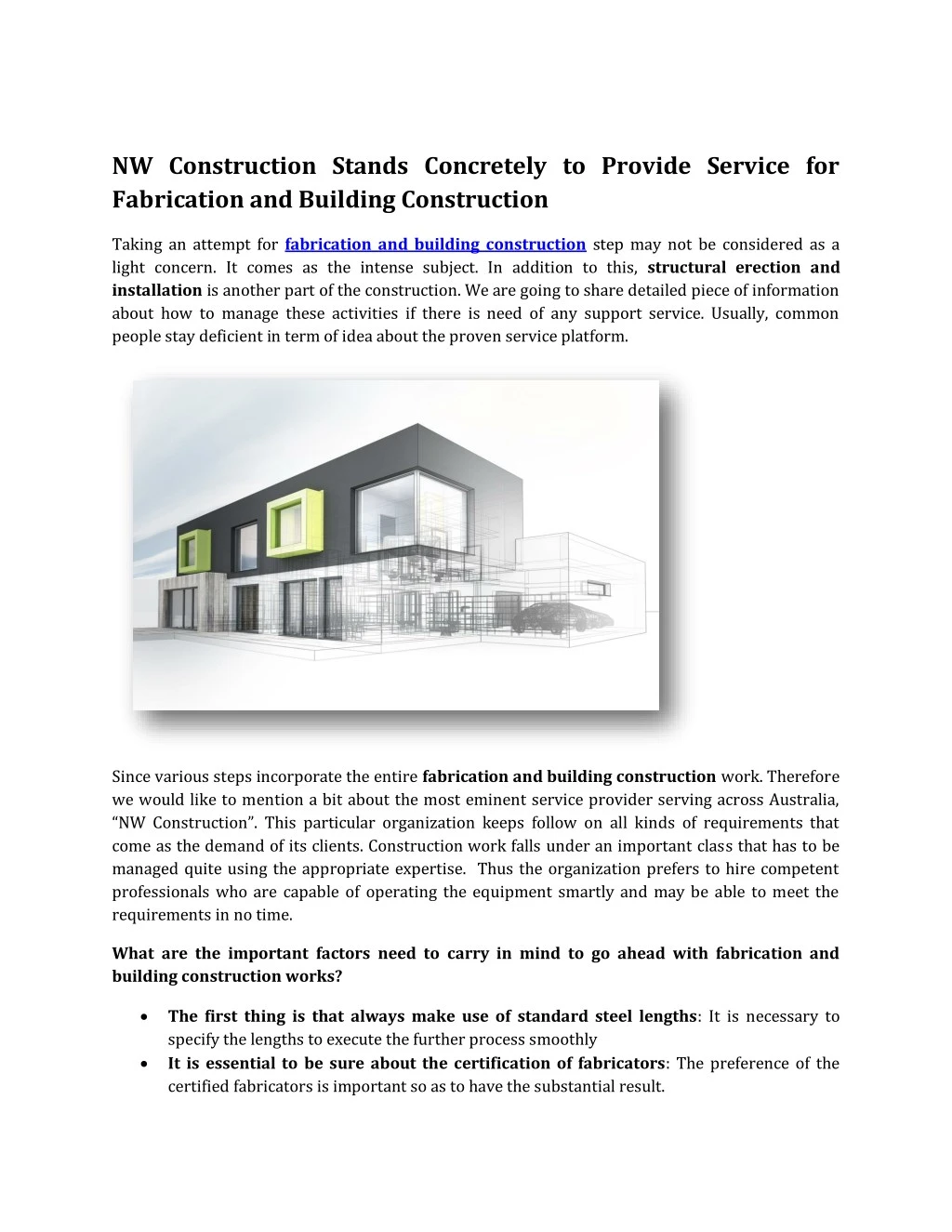 nw construction stands concretely to provide