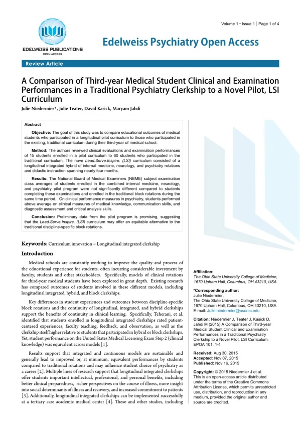 Let us know the Clinical and Examination Performances in a Traditional Psychiatry