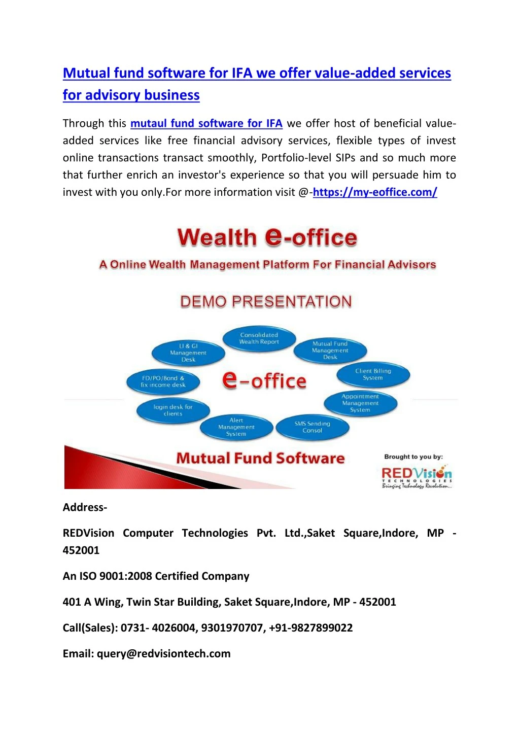 mutual fund software for ifa we offer value added