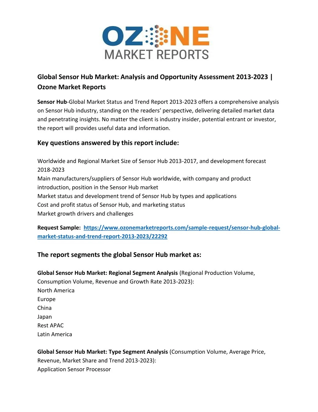 global sensor hub market analysis and opportunity