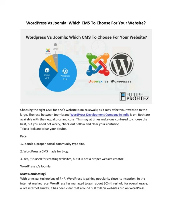 WordPress Vs Joomla: Which CMS To Choose For Your Website?