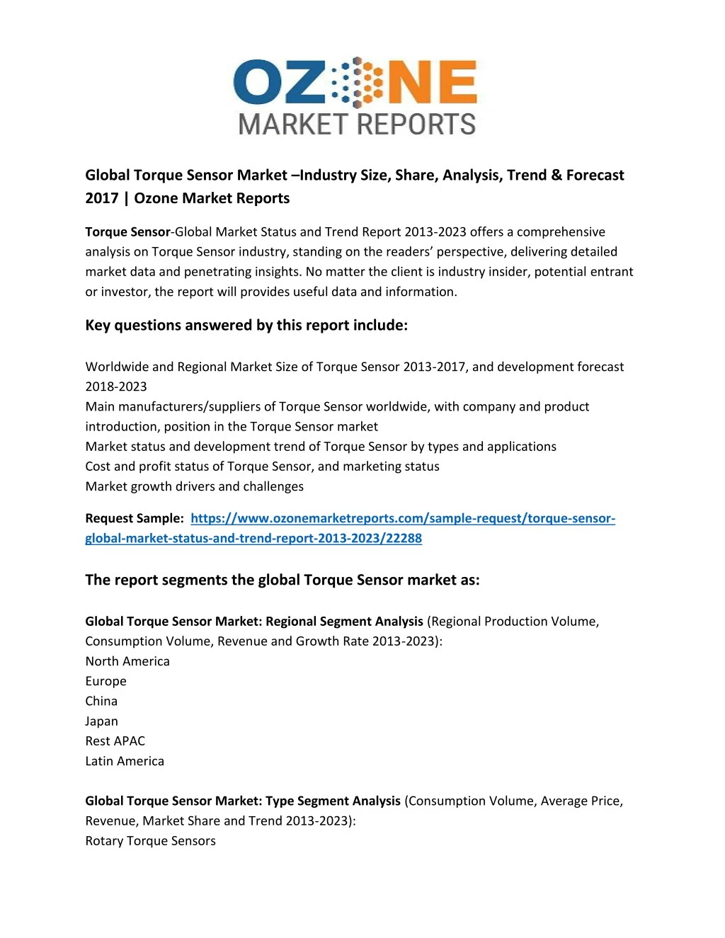 global torque sensor market industry size share