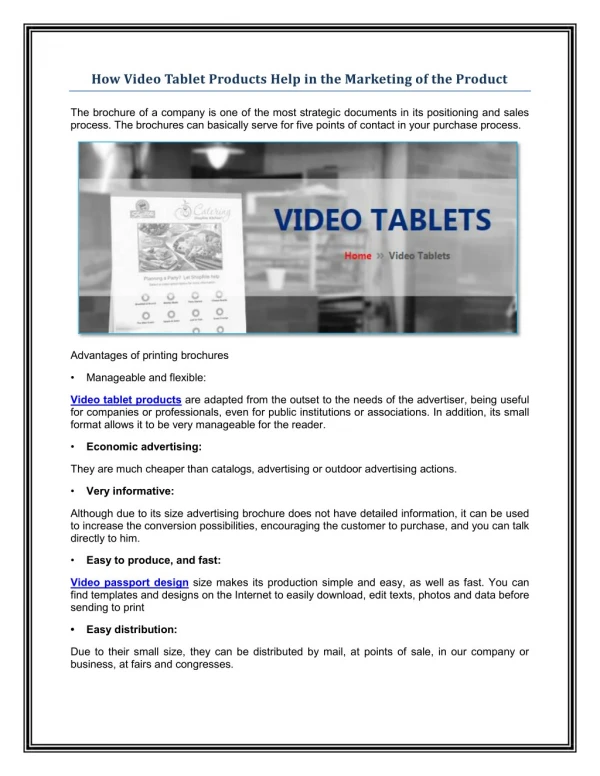 How Video Tablet Products Help in the Marketing of the Product