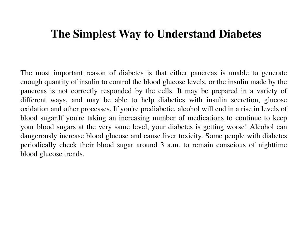 the simplest way to understand diabetes