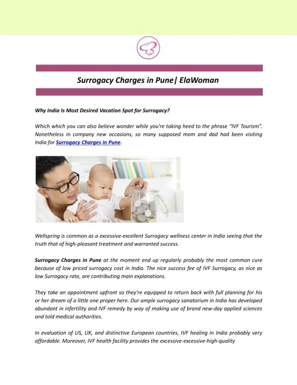 Surrogacy Charges in Pune| ElaWoman