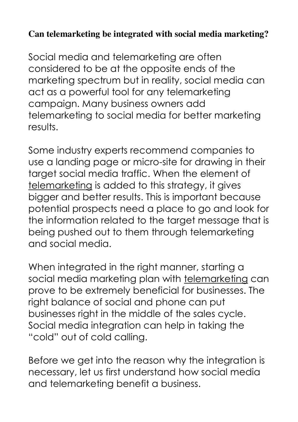 can telemarketing be integrated with social media