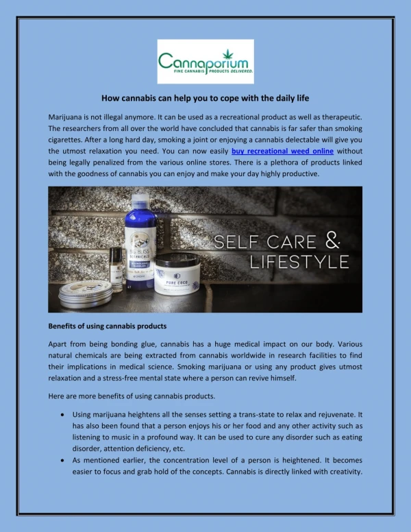 how cannabis can help you to cope with the daily
