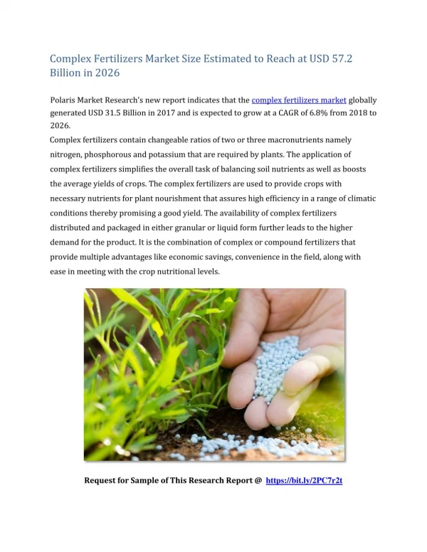 Complex Fertilizers Market Size Estimated to Reach at USD 57.2 Billion in 2026