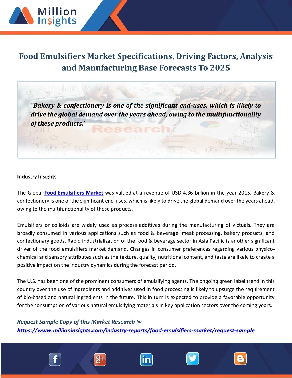 food emulsifiers market specifications driving