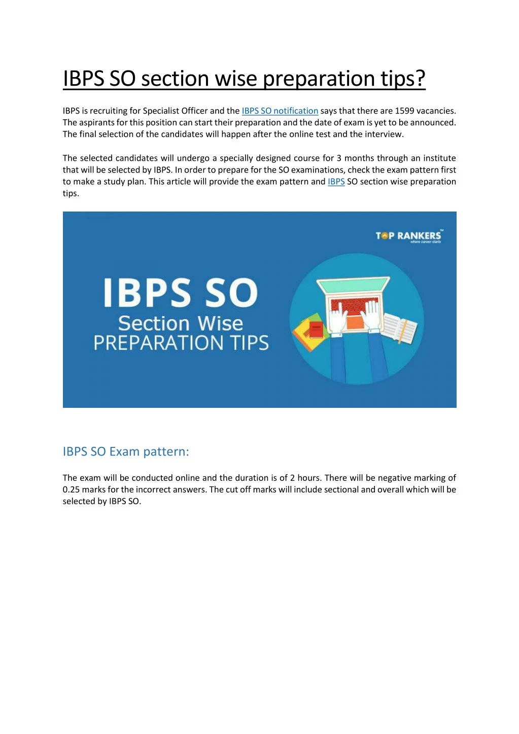 ibps so section wise preparation tips