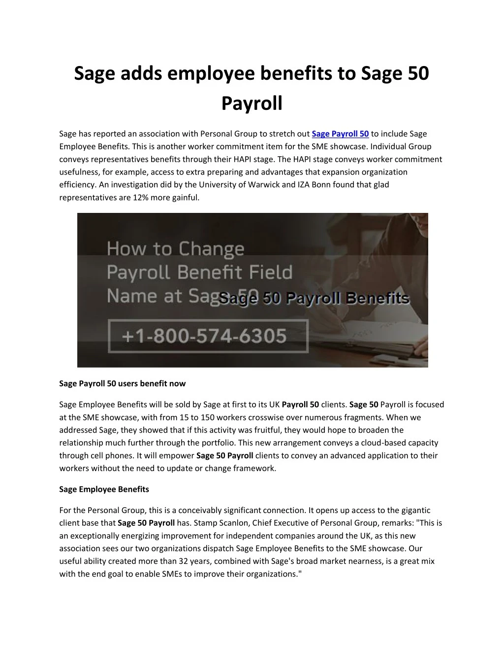 sage adds employee benefits to sage 50 payroll