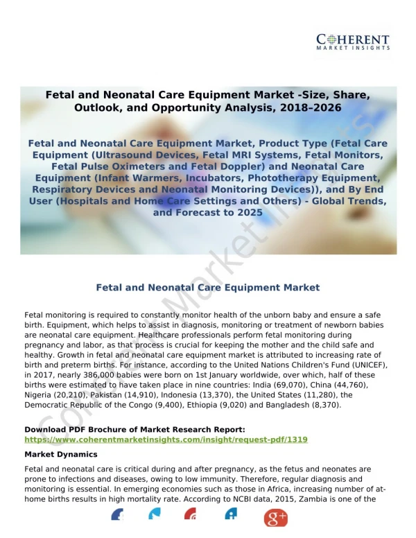 Fetal and Neonatal Care Equipment Market -Size, Share, Outlook, and Opportunity Analysis, 2018–2026