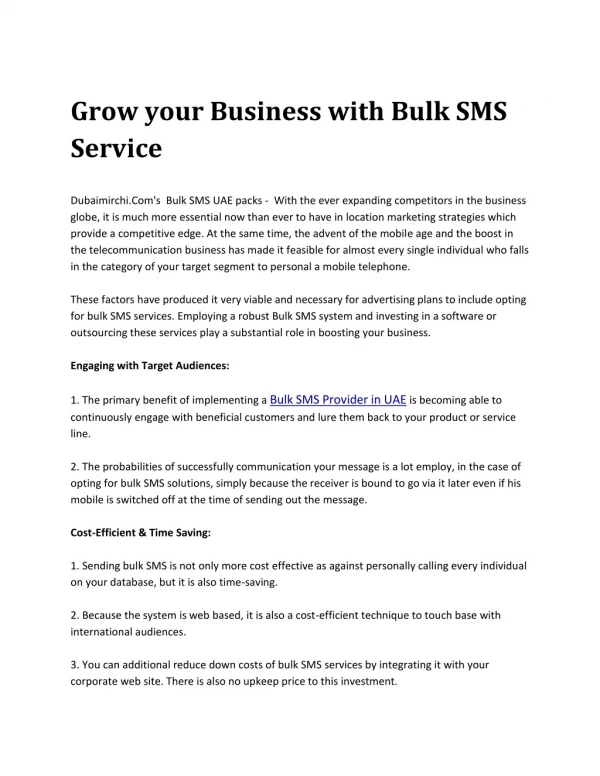 Bulk SMS Provider in UAE